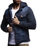 Leif Nelson Veste à manches longues et à capuche En jean et en sweat Pour homme Coupe près du corps Style décontracté pour les loisirs - Bleu - XX-Large