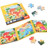 Aolso Puzzles en Magnétique,Jouet Puzzle en magnétique pour Enfants,Livres Pliants,Puzzles en Magnétique Jeu Éducatif Magnétique,Jeu de Puzzle Interactif pour Fille Garçon 3 4 5 Ans(Dinosaure)