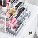 New Clear Acrylic Cosmetic Organiser Display Table Storage Stand for Make Up, 4 Drawer Nail Polish, Varnish, Arts and Crafts, Brush Sets, and Jewellery