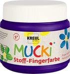 KREUL 28110 - Mucki peinture au doigt pour tissu, 150 ml en violet, sans paraben, sans gluten, sans lactose et végétalienne, optimale pour l'application avec les doigts et les mains