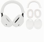 Etui en Silicone pour Sony WH-1000XM5,Housse de Protection pour Casque xm5,Oreillettes pour Sony xm5, Accessoires wh-1000 XM5,Peau protectrice en Silicone Souple-Blanc