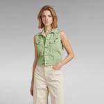 Slim Denim Vest - Green - Women