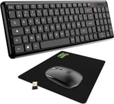 Pack Rf01 Clavier Souris Sans Fil Avec Tapis Clavier Wireless Français (Azerty) 97 Touches 13 Raccourcis Multimédias Souris Wifi 2.4 Ghz 4 Boutons Compacte Récepteur Usb -