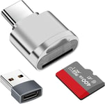 Lecteur De Carte Tf, Lecteur De Carte Micro Sd, Adaptateur De Lecteur De Carte Mémoire Tf Type C Avec Adaptateur Usb C Vers Usb Compatible Avec Les Ordinateurs Portables, Macbook, Samsung (Argent)