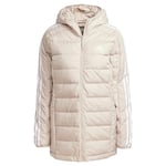 adidas Women's Essentials 3-Stripes Light Down Hooded Parka, Wonder Beige, XXS