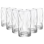 Bormioli Rocco 12x Sorgente Highball Glasses Ridged Water Tumblers 460ml Clear