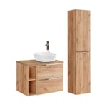 Ensemble meuble simple vasque 80cm 2 niches et colonne April Bois