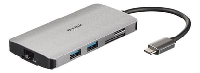 8-i-1 USB-C-hub med HDMI / Ethernet / kortleser / strømforsyning