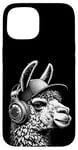 Coque pour iPhone 15 Lama a Casque DJ équipement de Concert de Musique Audiophile