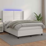 Sommier � lattes de lit matelas LED Blanc 140x190 cm Similicuir