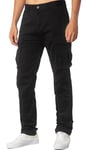 ITALYMORN Black Cargo Trousers Men Combat Cargo Pants with Big Pockets (40, Black)