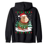 Funny Xmas Sweater Santa Hat Guinea Pig Christmas Zip Hoodie