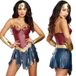 Wonder Woman Kostym för Vuxna Kvinnor DC Comics Superhjälte Outfit Halloween Karneval Cosplay Festkläder Full Set M