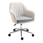 Vinsetto Leisure Office Chair Linen Swivel Computer Desk Chair Study with Wheel, Beige