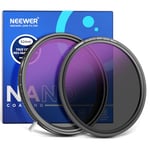 NEEWER HD True Colors 82mm Variable ND Filter ND2-512 (1-9 stops), VND Filter & Magnetic ND32 Lens Filter, Multi Coated Neutral Density Filter, No Color Shift/No X Cross/No Vignetting