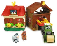 Dickie Toys Happy Farm House 203818000 Kit de ferme pour enfants à partir de 1 an Motif tracteur avec animaux Lumière et son Multicolore