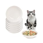 Set de Gamelle Chat Ceramique - Lot de 6 Gamelles pour Chats Porcelaine - Assiette Chat - Bol Croquette Chat - Ecuelle pour Chat - Plat Nourriture Chat - Micro-Ondes et Lave-Vaisselle - Blanc - 250 ml