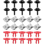 30 Pièces U-Clips et Vis Carrosserie, Metal écrous Et Boulons Pour Clips Fixation Voiture, Clip Fixation En Métal En Forme De U Avec Vis