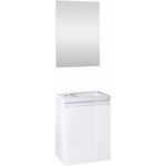 Allibert Ensemble meuble lave-mains avec miroir PORTO PACK blanc brillant laqué - L40 x H51 x P25 cm - - Blanc