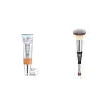 Lot de IT Cosmetics, Crème CC+ Anti-Âge Your Skin But Better, Haute Couvrance, Waterproof, Fini Naturel, 32 ml, Teinte : Tan + IT Cosmetics, Heavenly Luxe #7, Pinceau Double Embout