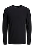 JACK & JONES Men's Essential Lightweight Crewneck Sweater JJEBASIC Long-Sleeve Tee Shirt, Colours:Black, Size Sweater:M