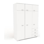 Calicosy - Armoire de chambre contemporaine blanche - cosmos - l 146 cm - 6 portes, 3 tiroirs