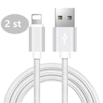 2 st 2 m hög kvalitet  iphone kabel silver