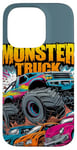 iPhone 14 Pro Monster Truck Crushing Cars Art for Monster Truck Lovers Case