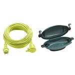 Masterplug Rallonge électrique 40m, Câble IP44 pour Jardín, Prolongateur Chantier 16A at 3000w, Câble Vert 3G1,5mm² & Meister 7436100 Safe-Box Boîtier de Protection pour rallonge IP55