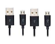 NOVAGO® 2 Câbles Micro USB pour recharger votre WIKO Fever (Noir - 1 mètre + 3 mètres )