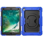 Case for iPad 9.7 Inch, Three Layer Multifunctional Case with 360° Rotating Stand Silicone Case for iPad 5/6 Gen (2017/2018) and Pro 9.7, Blue