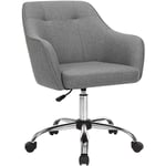 Fauteuil de bureau, Chaise pivotanteconfortable, Siège ergonomique, réglable en hauteur, charge 120 kg, cadre enacier, tissu imitation lin, pour