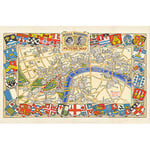 Artery8 1947 Pictorial Map London Royal Wedding Picture Map Premium Wall Art Canvas Print 18X24 Inch