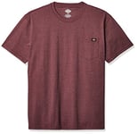 Dickies Men's Short Sleeve Heavyweight Crew Neck Pocket T-Shirt Henley, Burgundy Heather, XXL