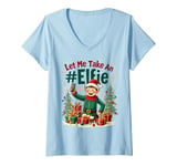 Womens Let Me Take An #Elfie Funny Christmas Elf Elves Pun Joke Fun V-Neck T-Shirt