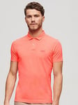 Superdry Essential Logo Neon Jersey Polo Shirt - Bright Orange, Bright Orange, Size 2Xl, Men