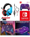 CASQUE NINTENDO SWITCH ROUGE ET BLEU + Manette SANS FIL Bluetooth SWITCH PURPLE SWIT LED RVB Officielle Nintendo