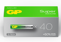 GP GPPCA24AS575 Super Alkaline Single Use AAA Batteries Pack of 40 T48 Post