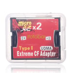 2 Slot TF MicroSD to Type I Compact Flash Card CF Reader Adapter f. Nikon Cannon