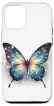 Coque pour iPhone 15 Pro Papillon bleu mystique papillon galaxie jaune