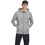 Jack and Jones Men Zip Hoodie Light Grey XL