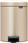 Brabantia Newicon Pedal Bin 5L (Metallic Gold) Soft-Closure Bathroom Rubbish Bin