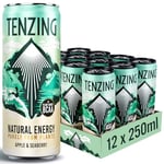 TENZING Natural Energy Drink, Plant Based, Vegan, & Gluten Free, +BCAA, Apple & Seaberry, 250ml (Pack of 12) Packaging may vary