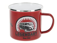 BRISA VW Collection - Volkswagen Grande tasse à café en émail avec des motifs colorés (500ml) (Logo vintage/rouge)