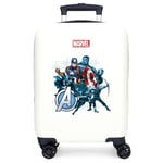 Joumma Marvel Avengers Legendary Valise Cabine Bleue Blanche Rigide ABS Fermeture à Combinaison latérale 4 Roues Bagage à Main, Blanc, Valise