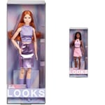 Barbie Looks Doll, Collectible No. 20 with Red Hair and Modern Y2K Fashion & Looks Doll, Collectible No. 21 with Black Braids and Modern Y2K Fashion, Pink Halter Top