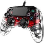 Manette Filaire Compact Controller Transparente Rouge Pour Ps4 Compatible Pc