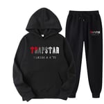 Cross-border trapstar-lettertryckad herrtröja tvådelad uppsättning lös huvtröja + sweatpants-kostym 1 S