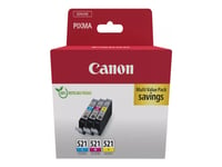 Canon Cli-521 C/M/Y Multi Pack - 3-Pack - 9 Ml - Gul, Cyan, Magenta - Original - Boks - Blekkbeholder - For Pixma Ip3600, Ip4700, Mp540, Mp550, Mp560, Mp620, Mp630, Mp640, Mp980, Mp990, Mx860, Mx870