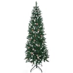 6 Foot Snow Artificial Christmas Tree Indoor Pine Cones Realistic